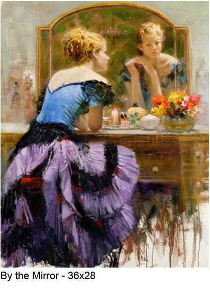 (image for) Famous romance paintings, romantic women By the Mirror reproductions of paintings on canvas